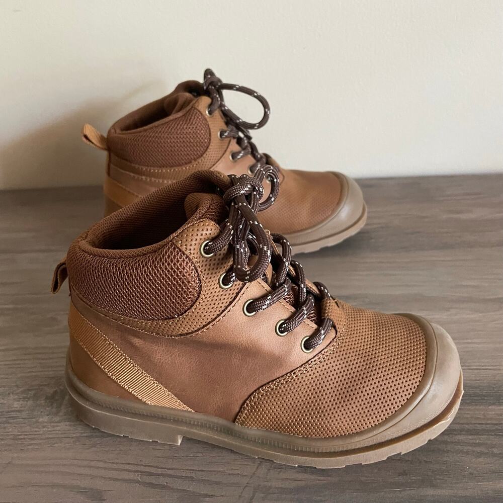 Sonoma Nicco Toddler Boys Boots Size 12 Cognac Brown Memory Foam Ankle Boots Box - Picture 4 of 11